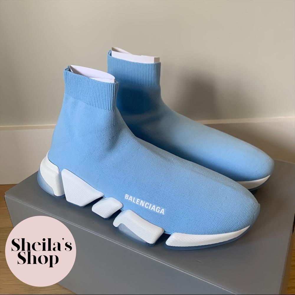 NIB Balenciaga Men’s Speed 2.0 LT Sneakers Blue Size 42 - Picture 1 of 10